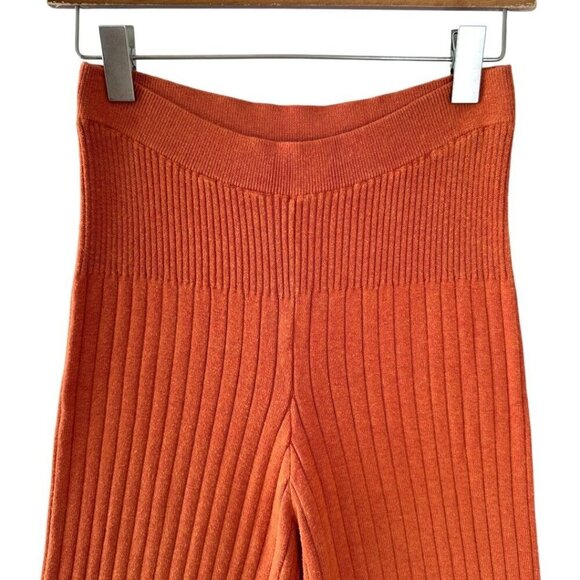 Free People Keep It Real Flare High Waist Mango Ribbed Knit Sweater Pants Small - Picture 7 of 12